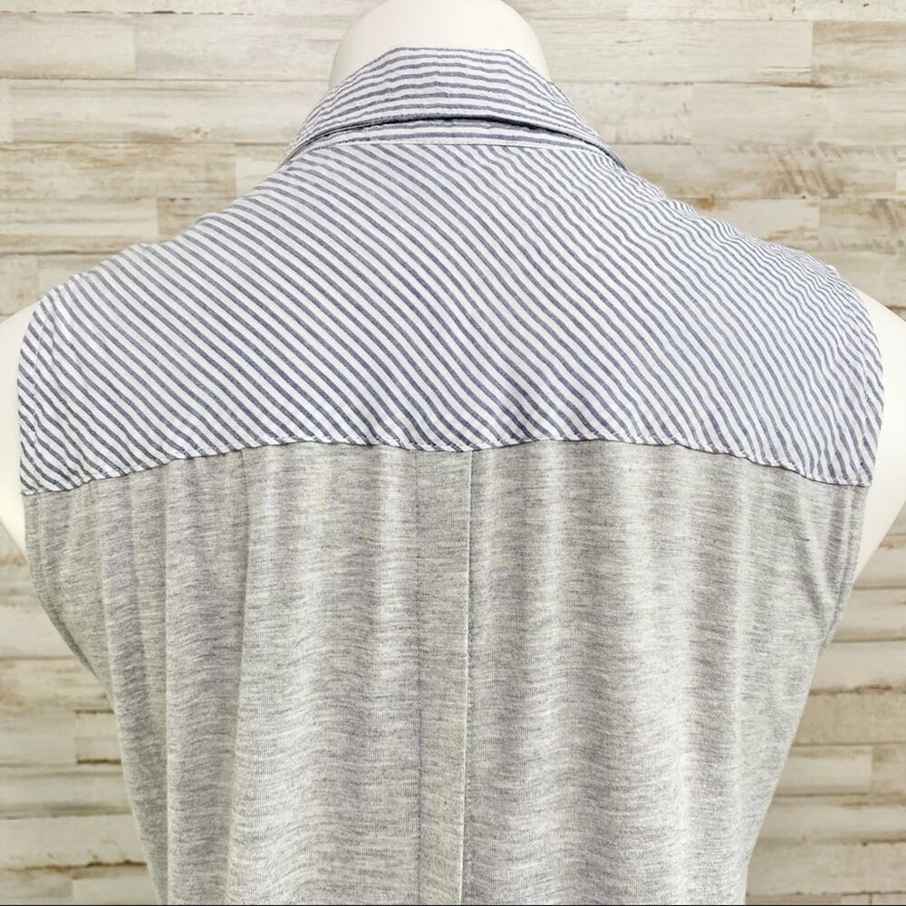 Anthro Drew Striped Top Womens Size S Blue Gray Crinkle Front Knit Back - Picture 9 of 15